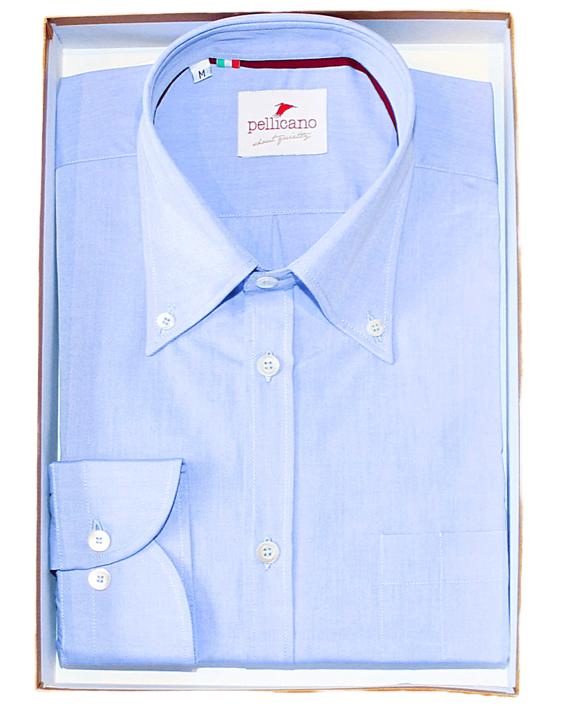 A Men's Button Down Shirt in Sky Blue Poplin - Pellicano Menswear