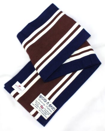 College Scarf in Navy & Brown Saxony Wool