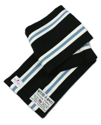 College Scarf in Khaki Green & Sky Blue Saxony Wool