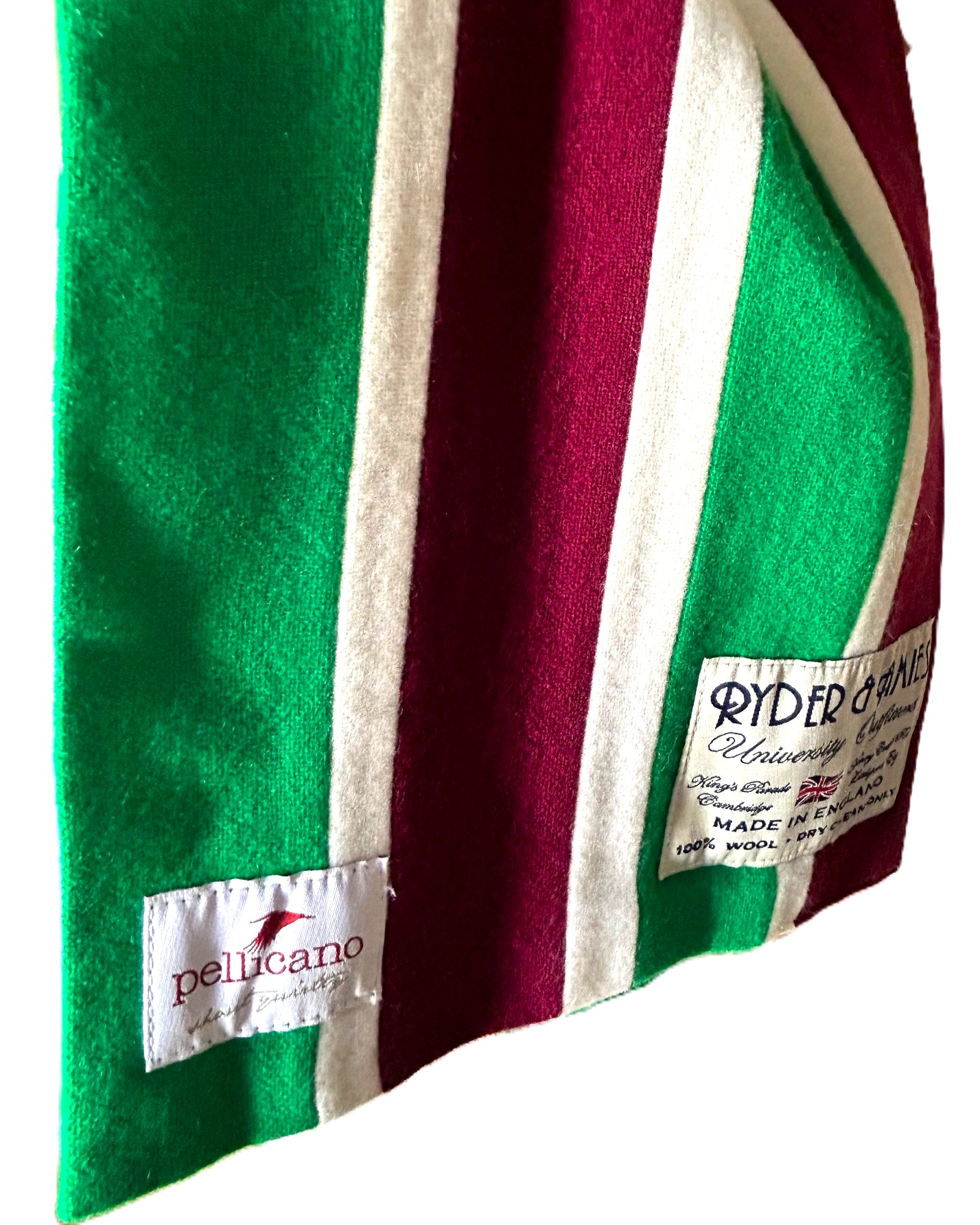 College Scarf in Green & Maroon Saxony Wool - Image 5