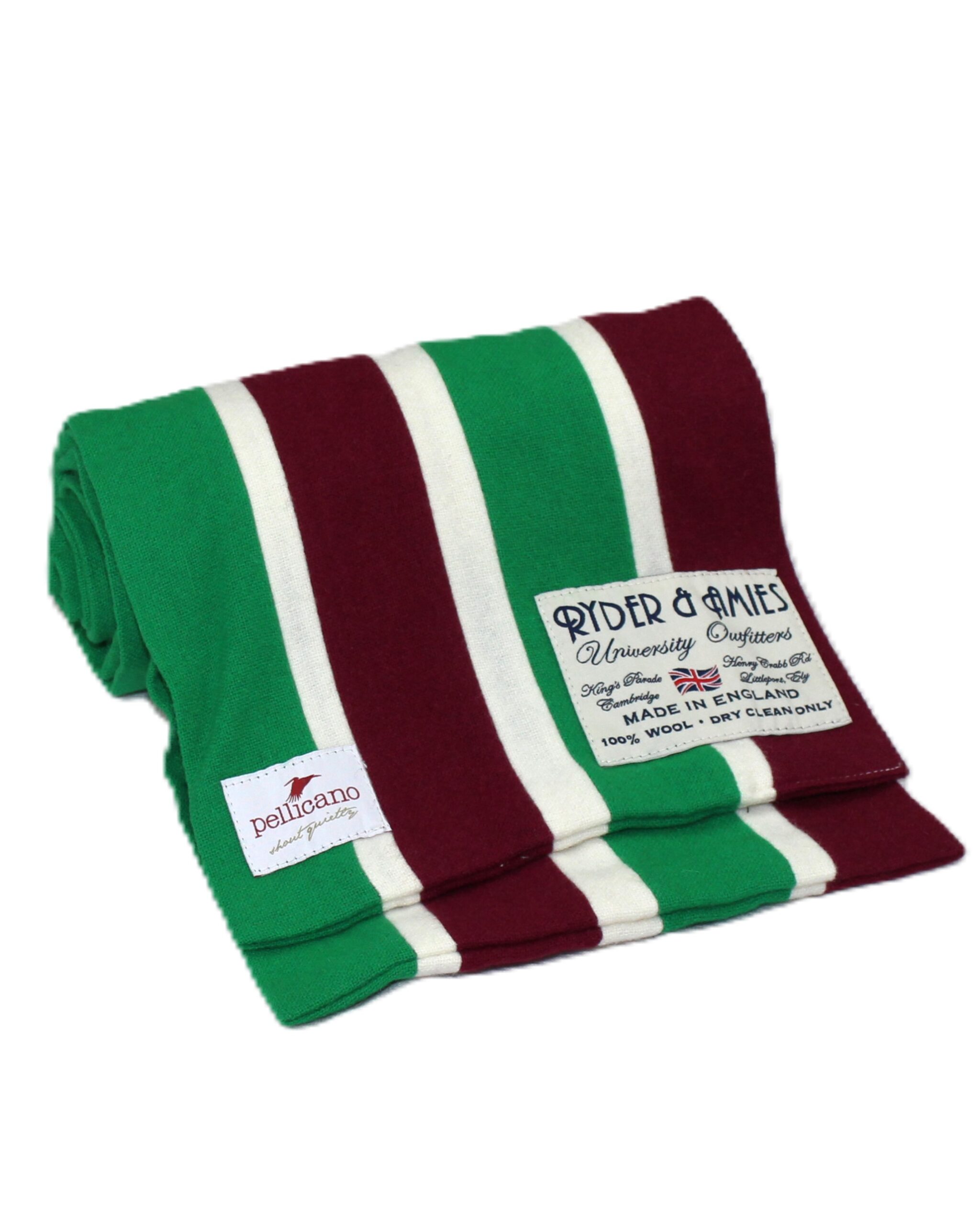 College Scarf in Green & Maroon Saxony Wool - Image 3