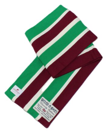 College Scarf in Green & Maroon Saxony Wool