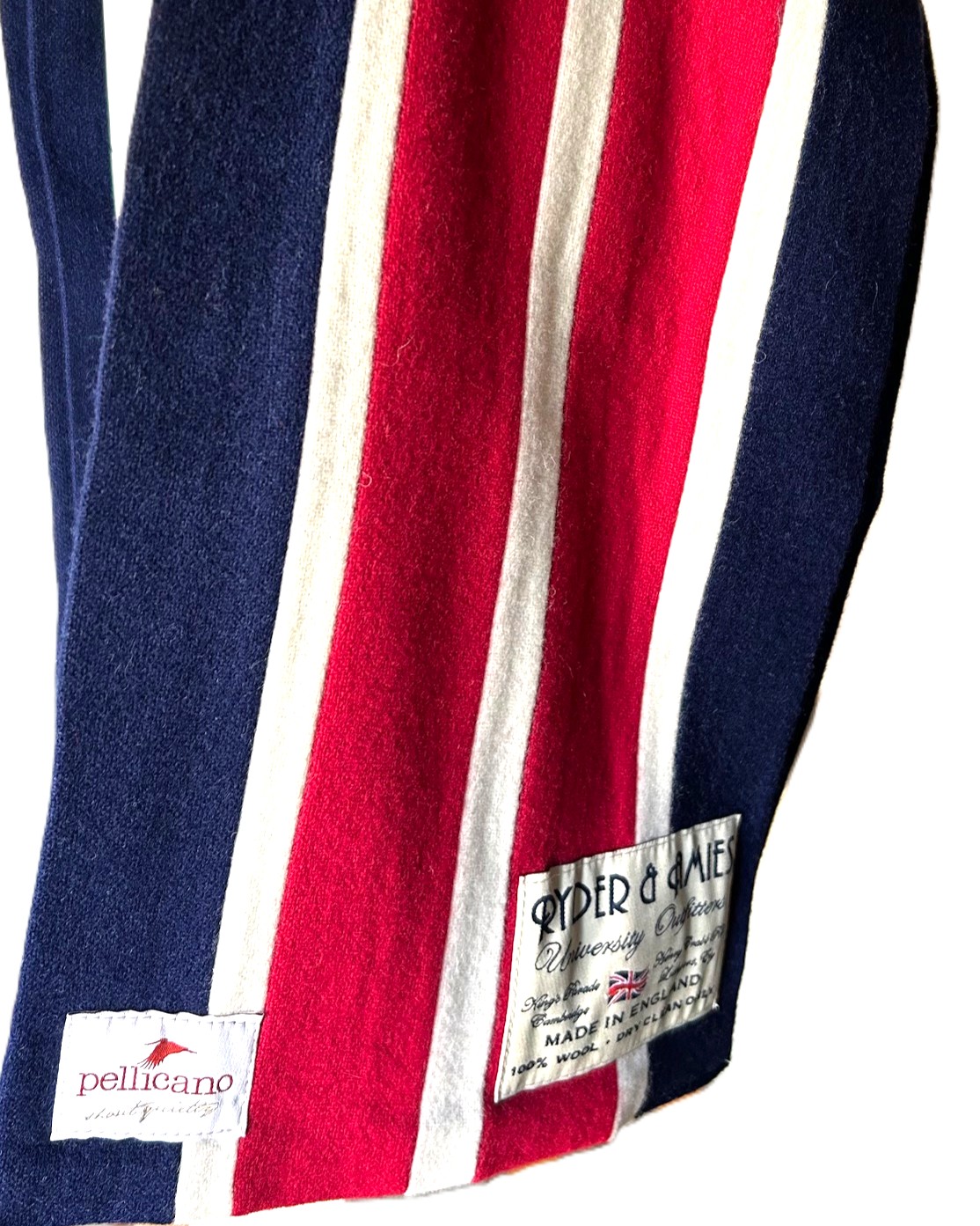College Scarf in Red, White & Blue Saxony Wool - Image 5