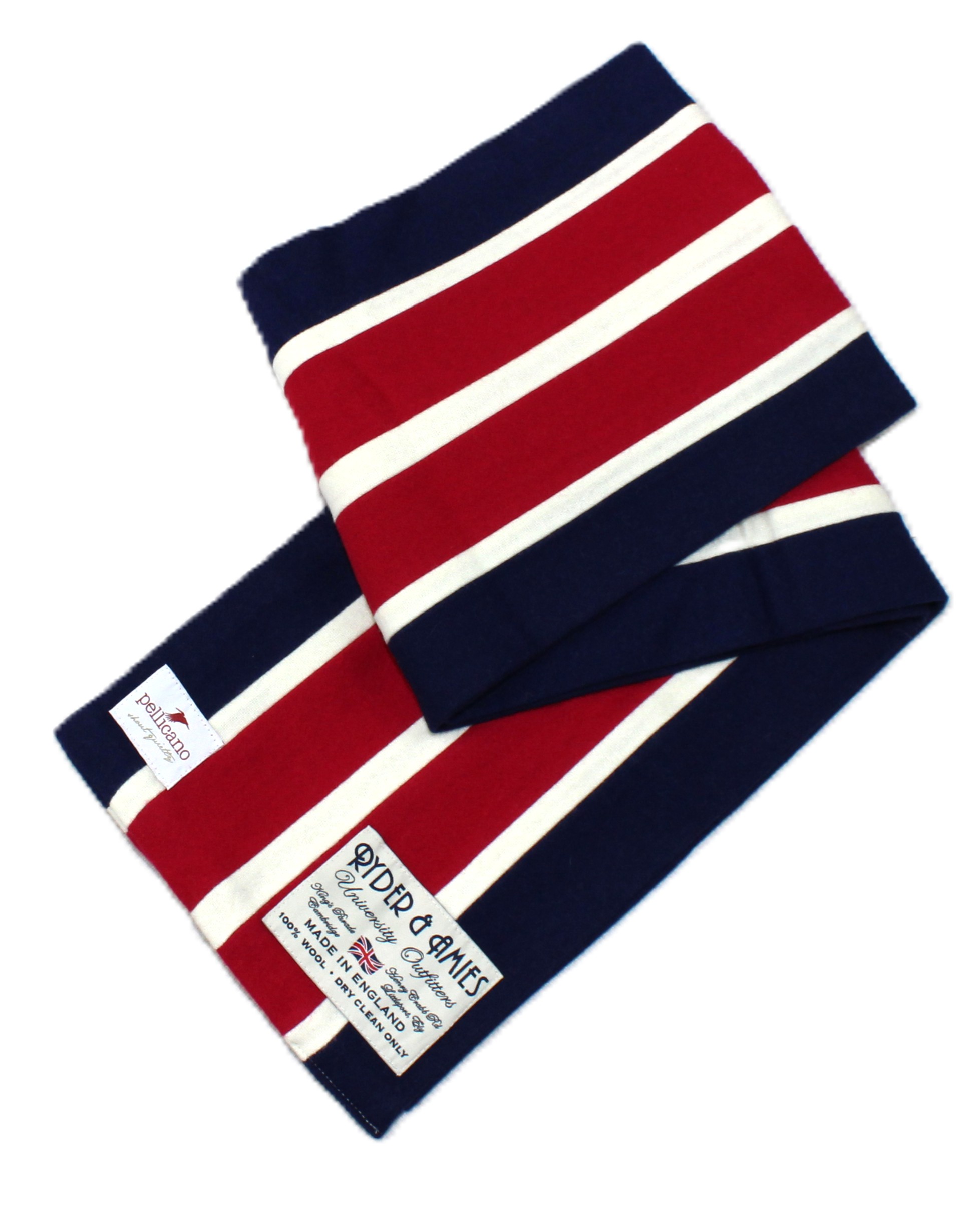 College Scarf in Red, White & Blue Saxony Wool