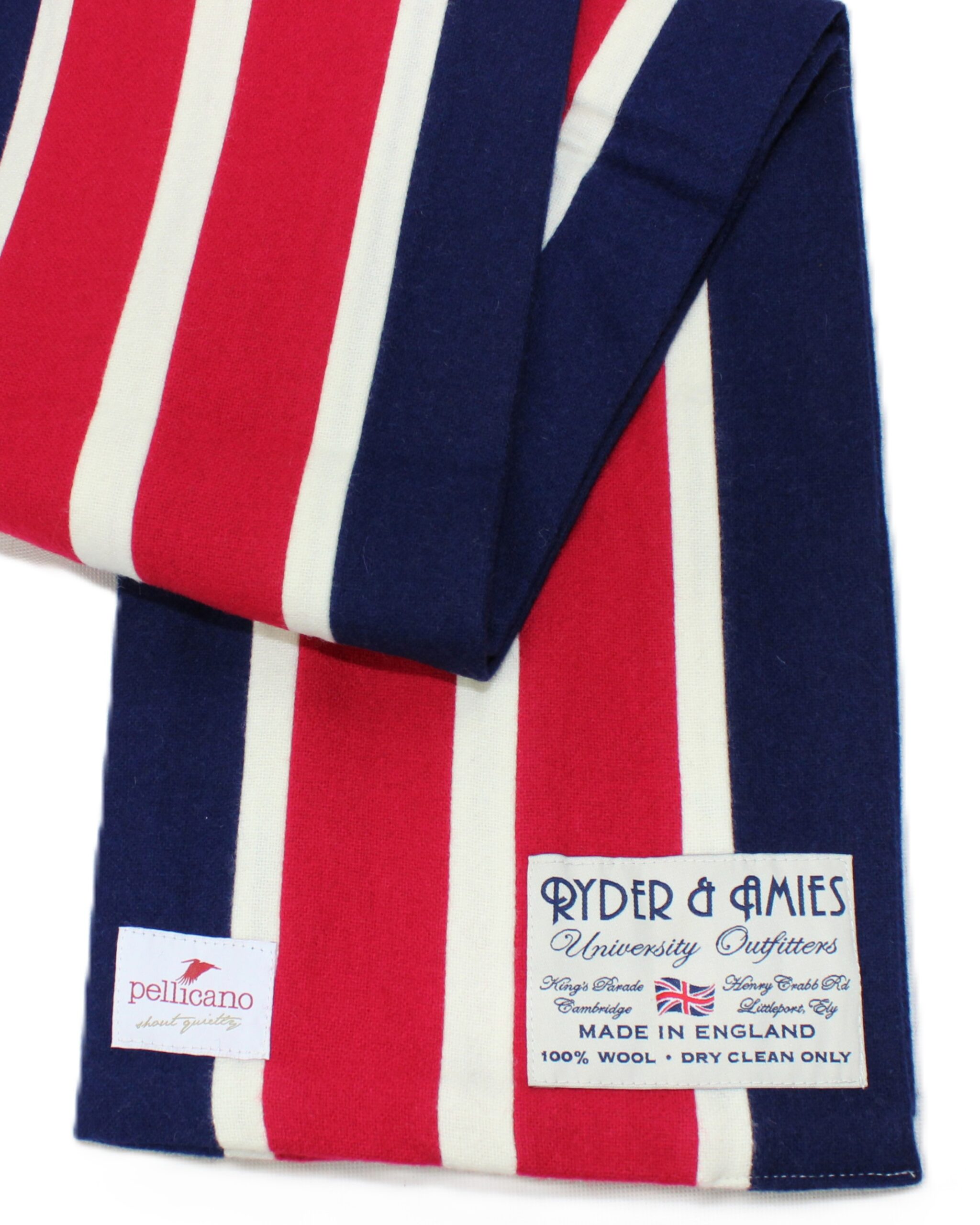 College Scarf in Red, White & Blue Saxony Wool - Image 2
