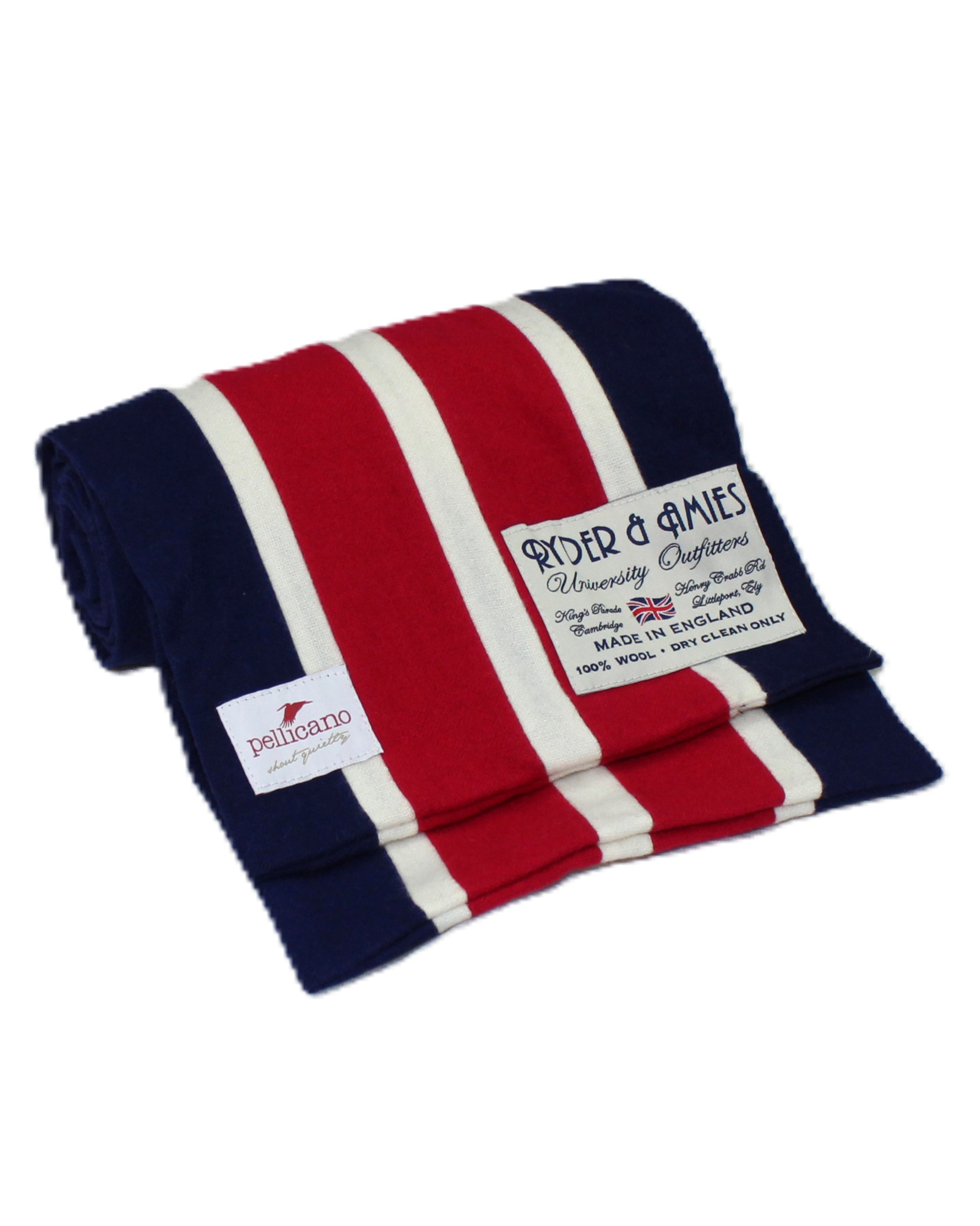 College Scarf in Red, White & Blue Saxony Wool - Image 3
