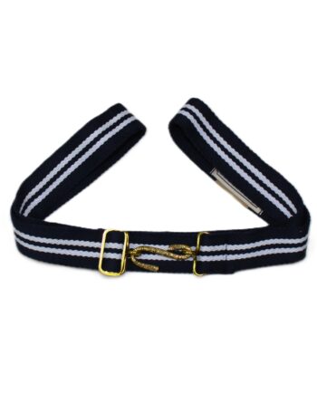 Men's Snake Buckle Webbing Belt in Navy Blue & White