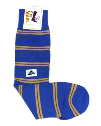 Men's Socks: Blue & Yellow Stripe Short Cotton Mix