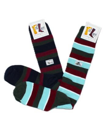 Men's Socks: 2 Pack Stripe Mid Length Cotton Mix