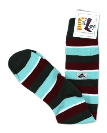 Men's Socks: Multi Stripe Mid Length Cotton Mix