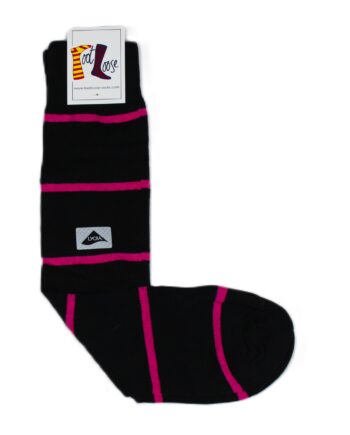 Men's Socks: Navy & Pink Stripe Short Cotton Mix