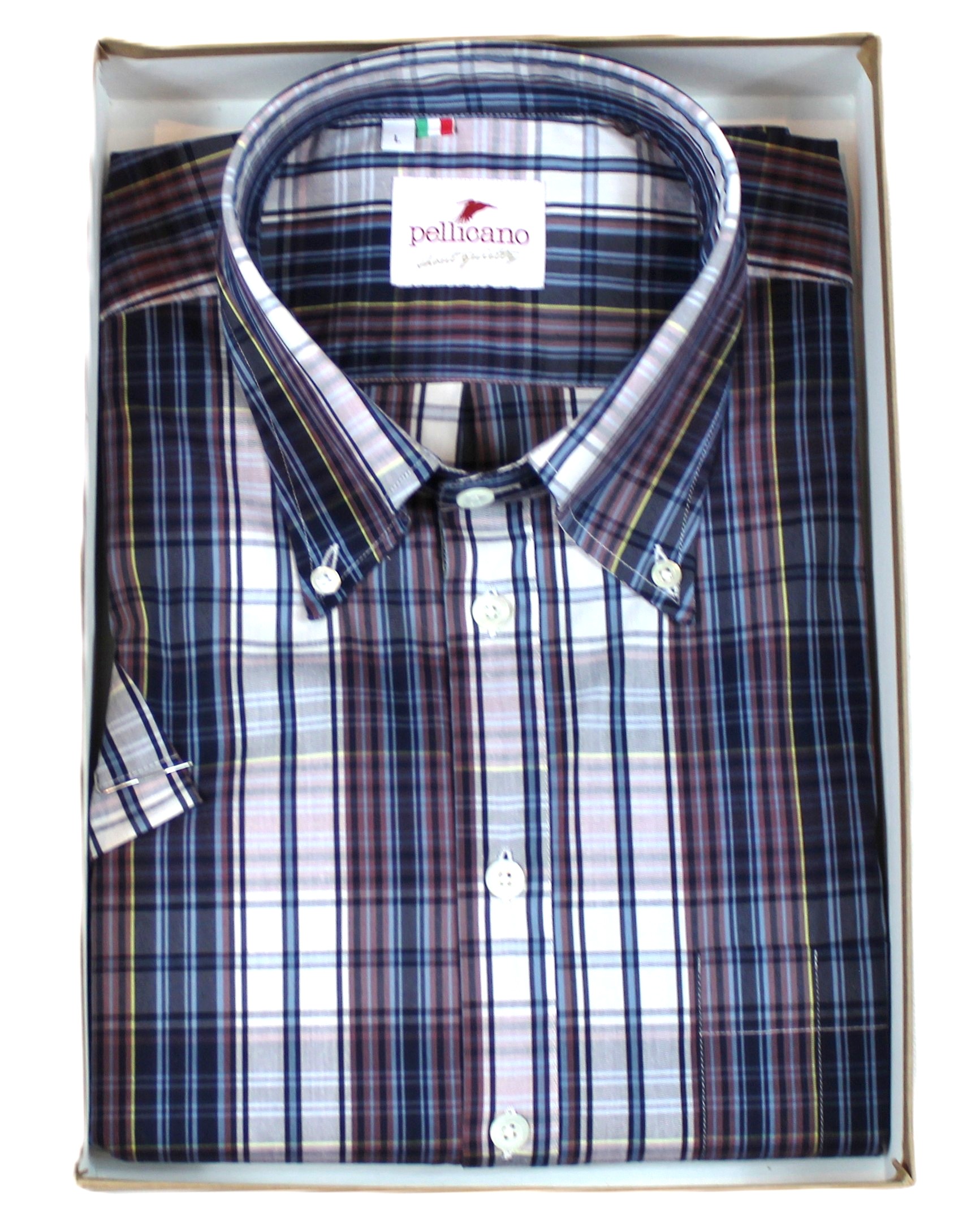 A Cotton Short Sleeve Popover Shirt with a Madras Check