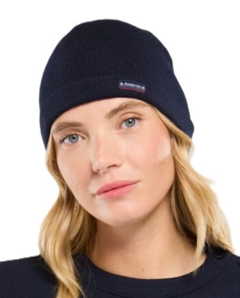 Breton Beanie Hat in Fine Knit Navy Blue Wool
