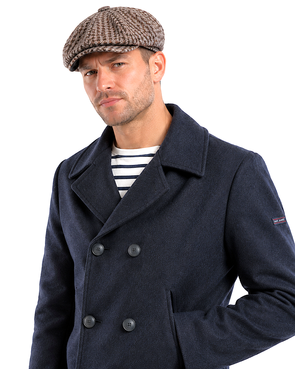 A Dense Wool Pea Coat in Navy Blue - Image 2