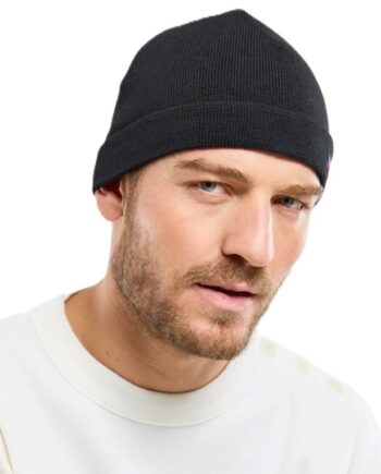 Breton Beanie Hat in Fine Knit Navy Blue Wool