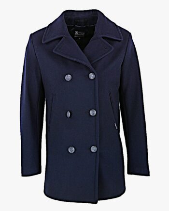A Dense Wool Pea Coat in Navy Blue
